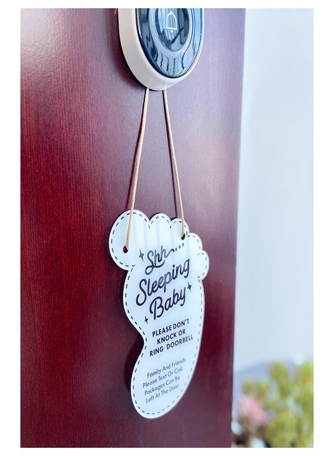 LEMBANG Small Baby Sleeping Hanging Sign,Do Not Knock Or Ring The Bell, Door Hanger for Baby Room, Nursery, Front Door (foot) - Image 1